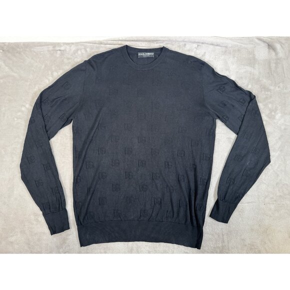 Dolce&Gabbana Other - Dolce & Gabbana Men's Silk All-Over Logo Sweater Size 54